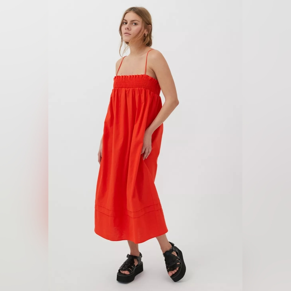 UO Urban Renewal Linen‎ Smocked Maxi Dress